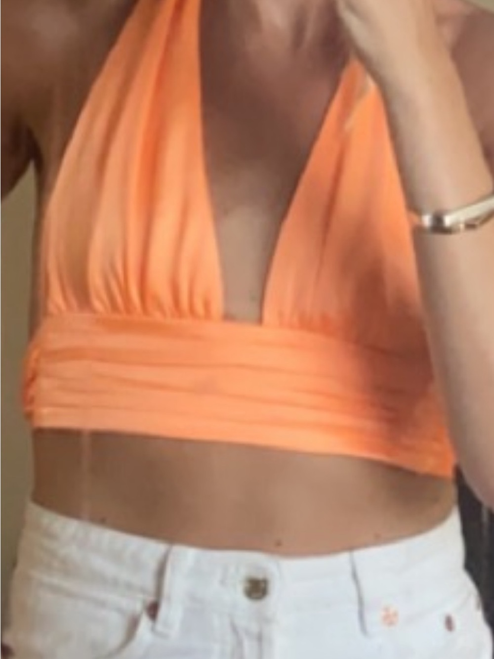 ZARA Halter Crop Top in Bright Orange